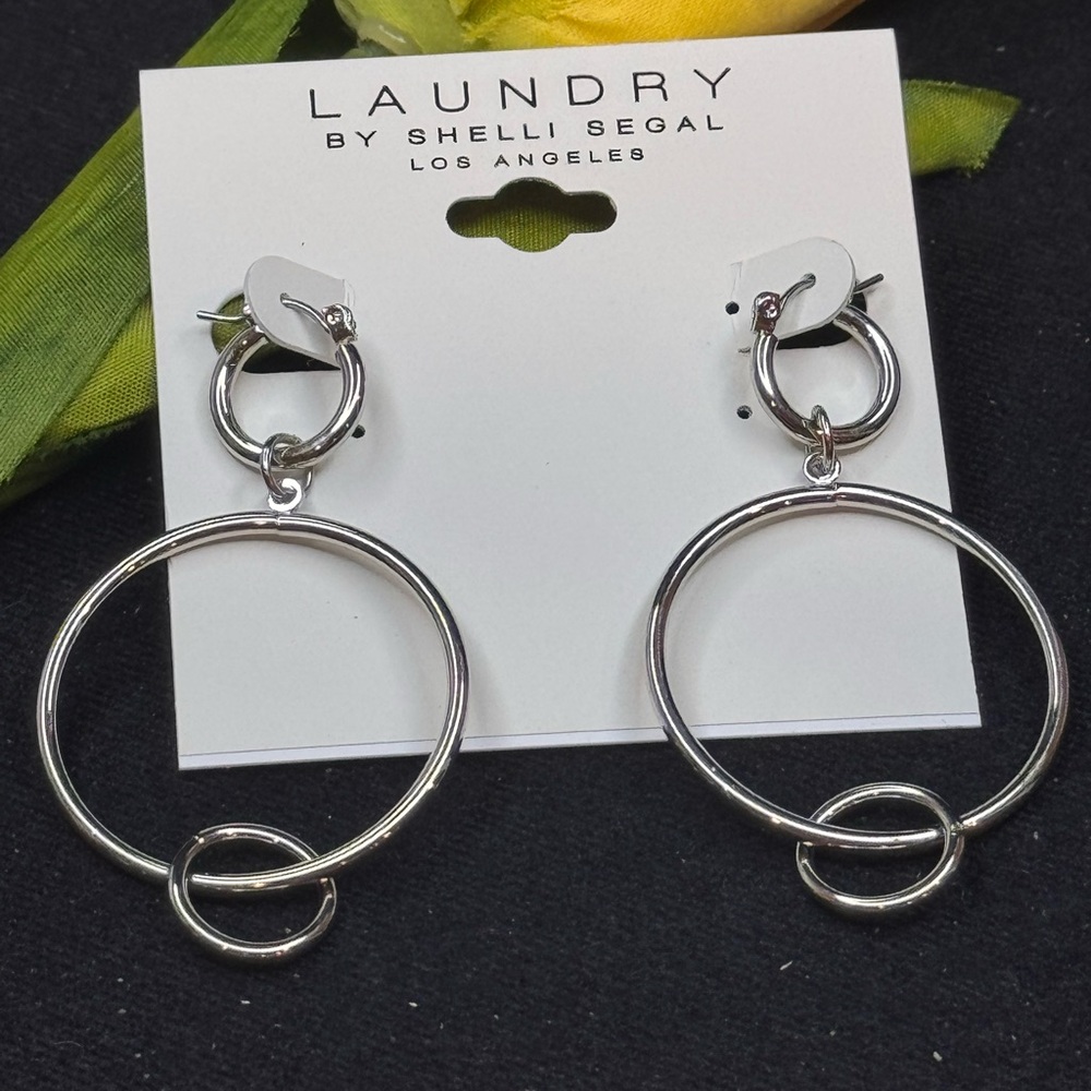 Laundry by Shelli Segal Silver Hoop Earrings
 2.5 inch approx